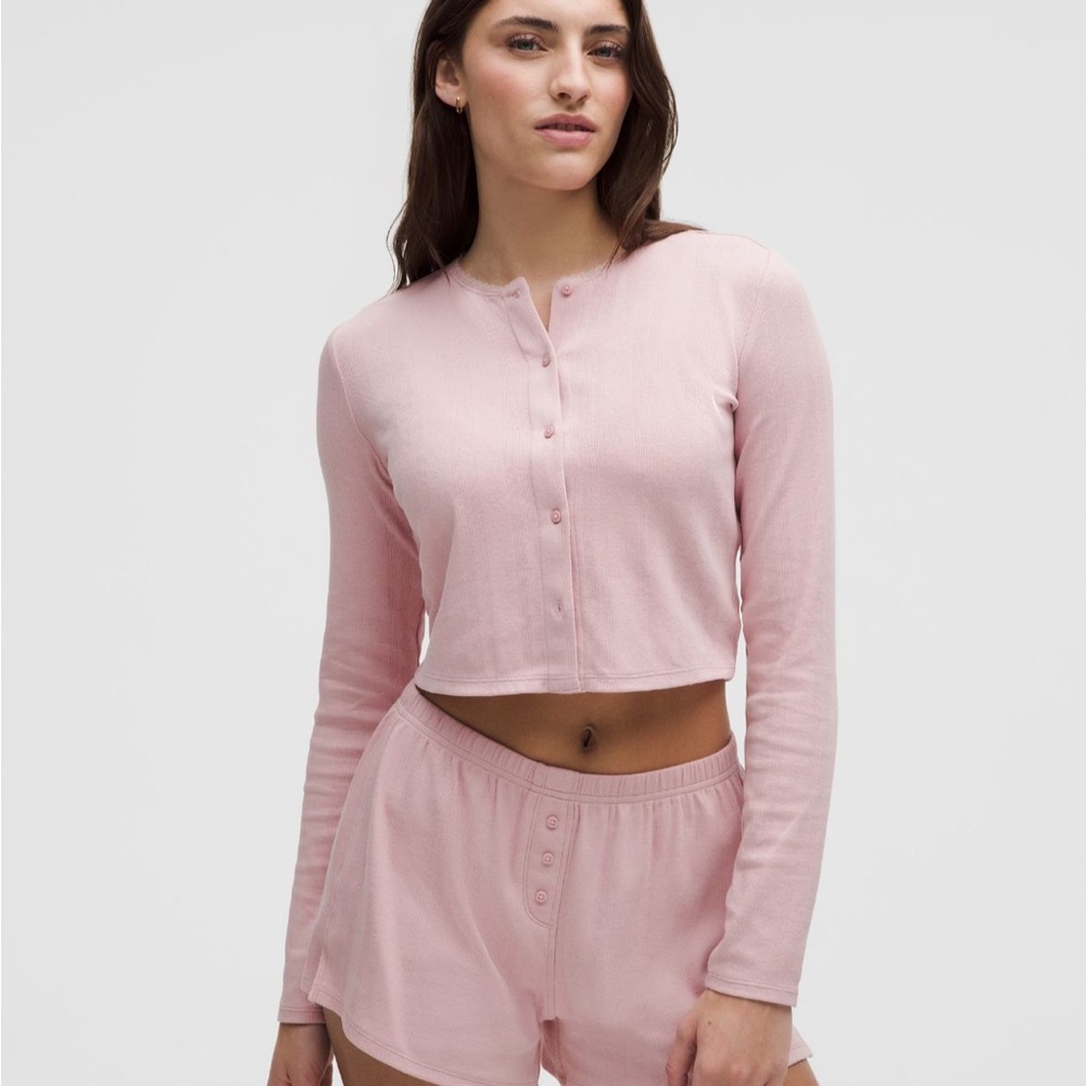 Cotton Pointelle Cropped Button Shirt